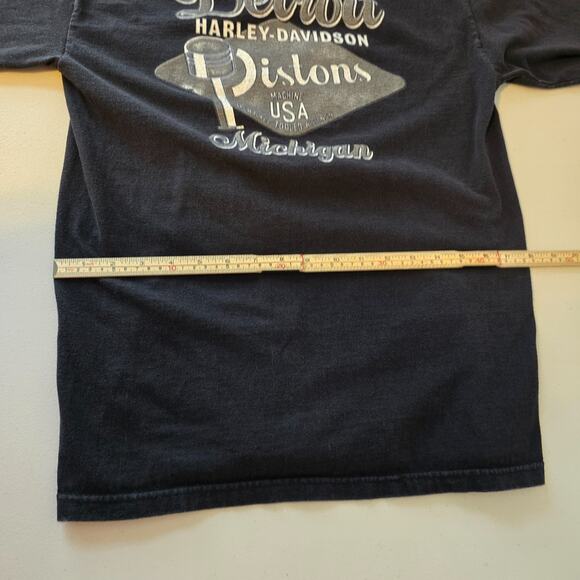 VTG Harley Davidson Detroit Pistons Wanted Tee Men's M Black Graphic Skull Flame - Picture 15 of 16
